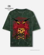 Shivers Bottle Green Unisex Acid Washed Oversized Tee