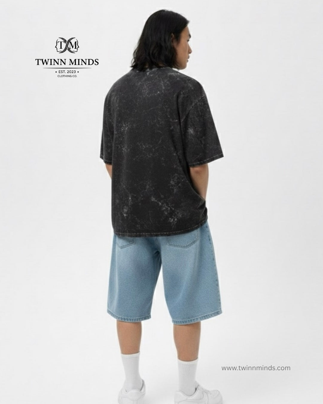 Blind Pig Black Unisex Acid Washed Oversized Tee
