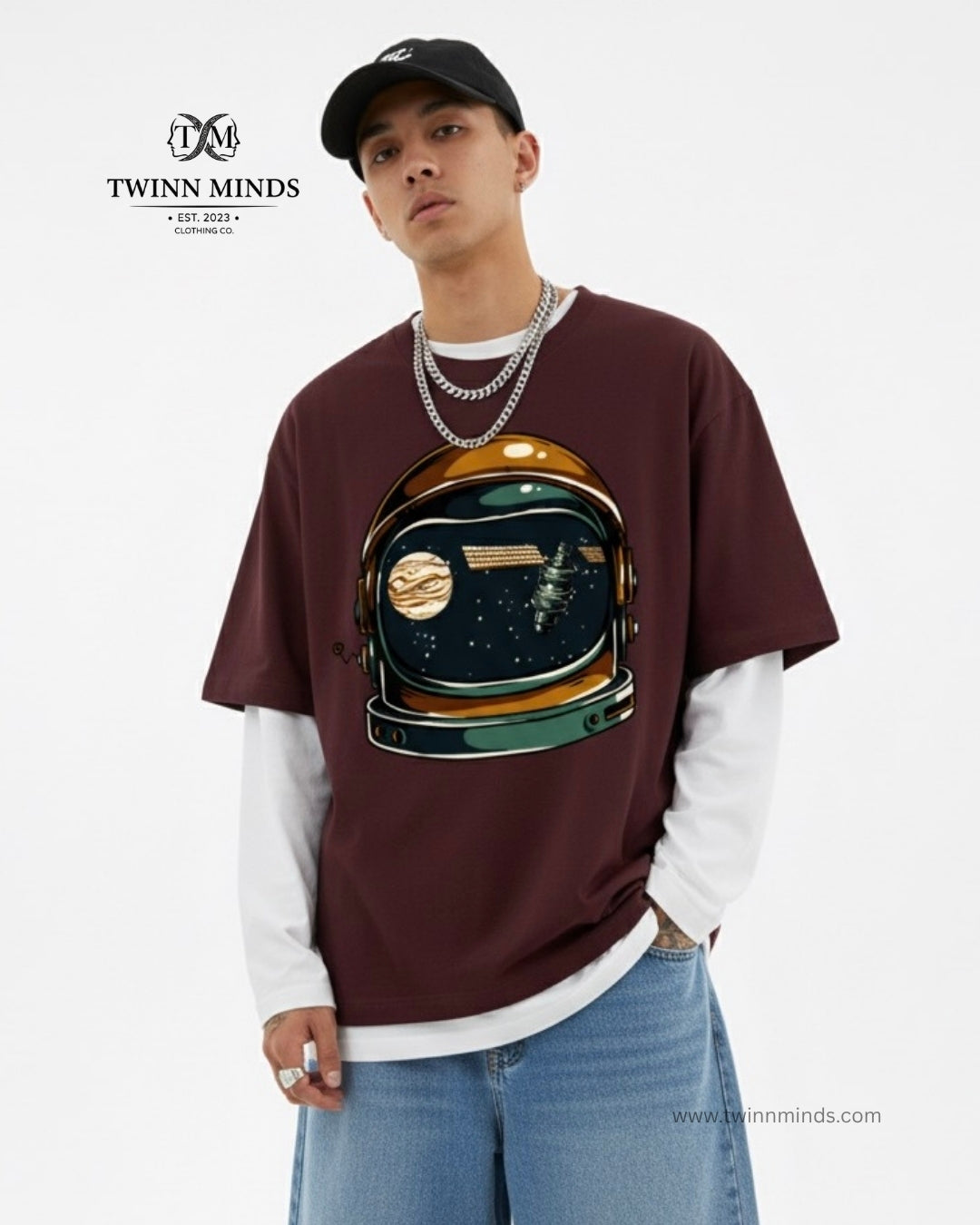 Astronet Maroon Unisex Oversized Classic T-Shirt