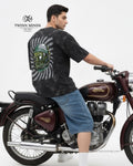 Designious Monster Black Unisex Acid Washed Oversized Tee