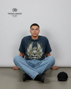 Anno Domini Navy Blue Unisex Acid Washed Oversized Tee