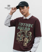 Future Ahead Maroon Unisex Oversized Classic T-Shirt