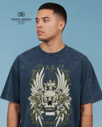 Anno Domini Navy Blue Unisex Acid Washed Oversized Tee