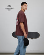 Road Killers Maroon Unisex Acid Washed Oversized Tee