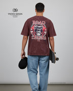 Road Killers Maroon Unisex Acid Washed Oversized Tee