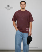Road Killers Maroon Unisex Acid Washed Oversized Tee