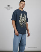 Anno Domini Navy Blue Unisex Acid Washed Oversized Tee