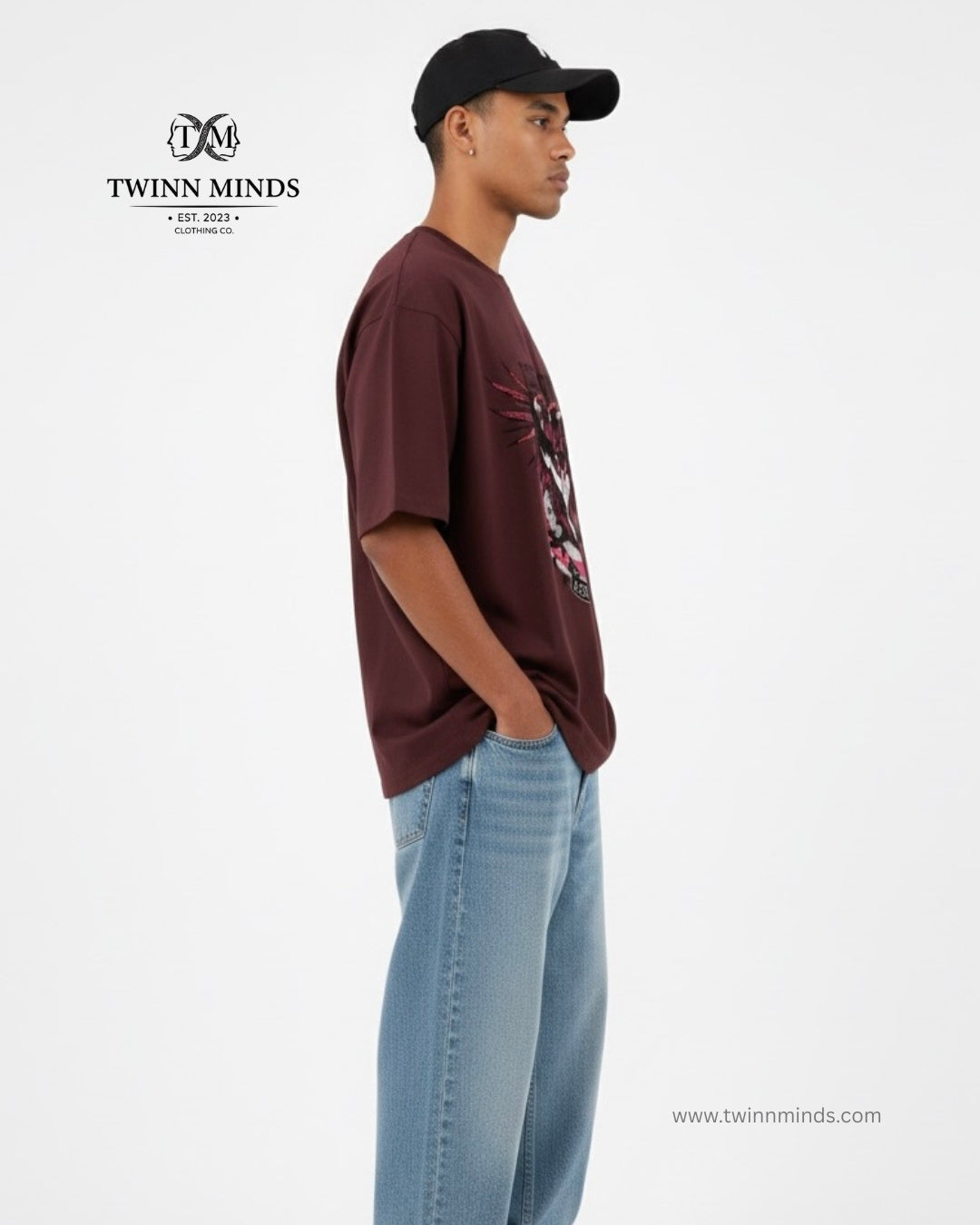 Rebel Motors Maroon Unisex Oversized Classic T-Shirt